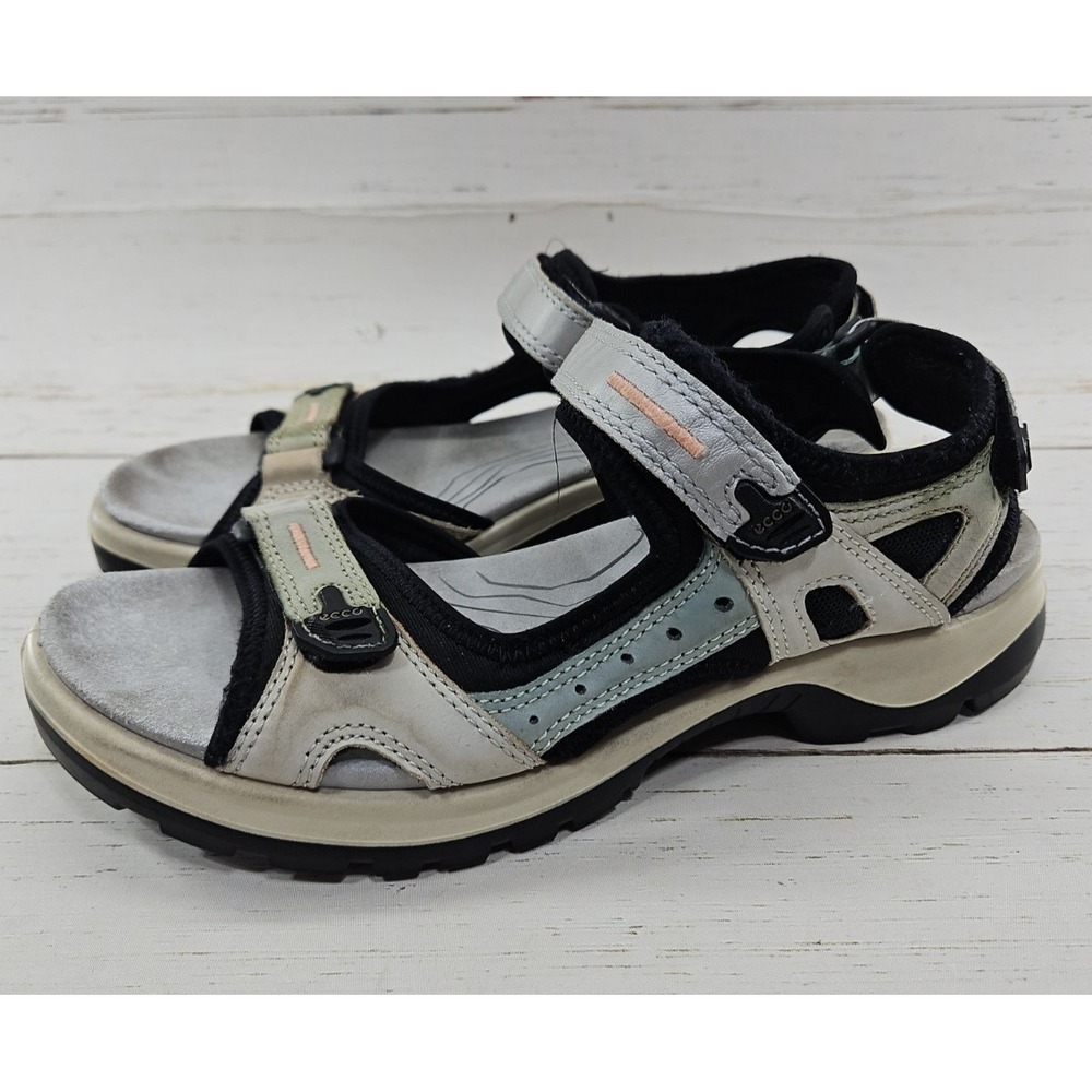 ECCO Offroad Yucatan Stappy Sandals Womens 42 Hiking Outdoor Leather Gray Green
